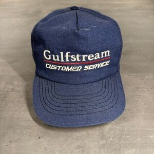 Vintage 70s 80s Gulfstream Snapback Hat Blue Faded Trucker Cap Pilot Aviation